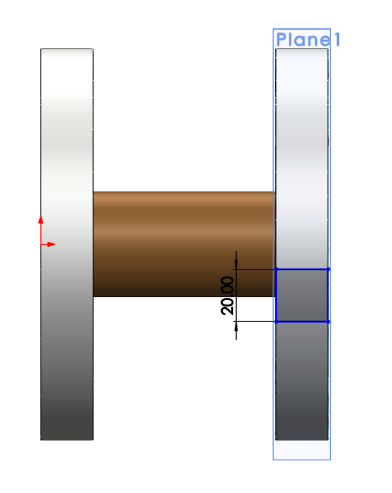 اسکچ ترسیم شده بر روی صفحه طراحی شده دستور Plane در solidworks